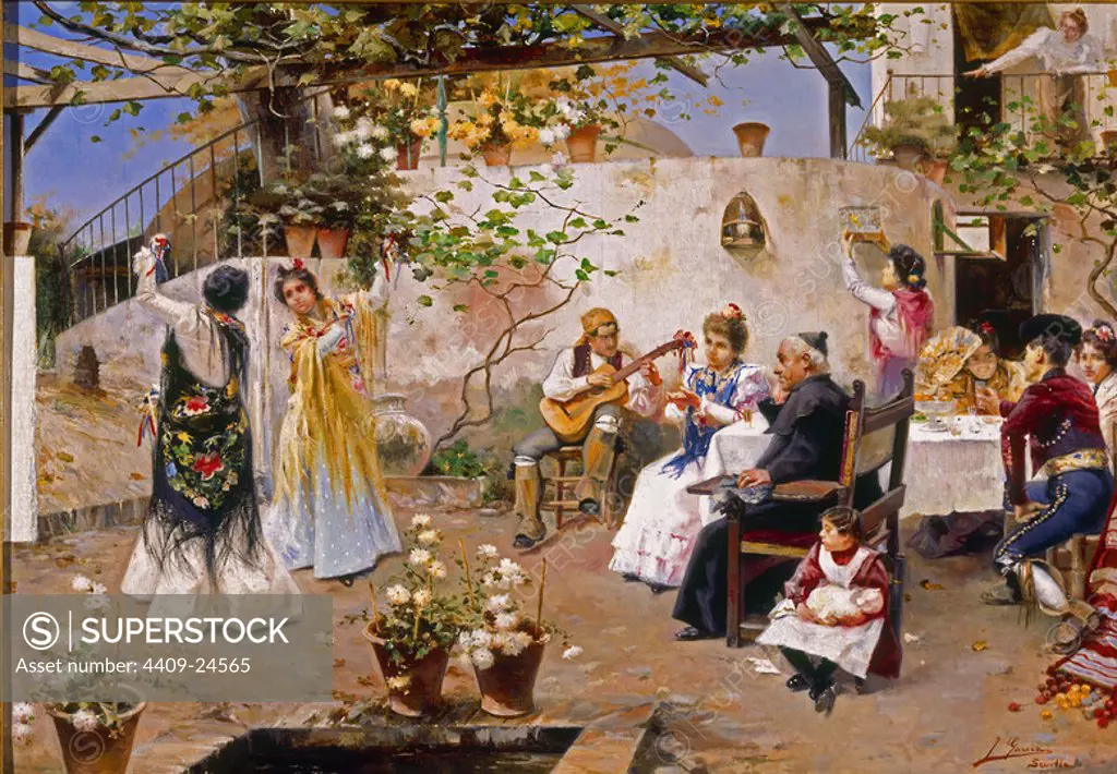 'A Dance for the Priest', c. 1890, Oil on canvas, 48 x 69 cm. Author: JUAN GARCIA RAMOS. Location: PRIVATE COLLECTION.
