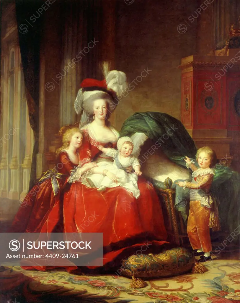 'Marie-Antoinette de Lorraine-Habsbourg, Queen of France, and her children', 1787, Oil on canvas, 195 x 271 cm. Author: Marie-Louise-Élisabeth VIGEE-LEBRUN. Location: MUSEO PALACIO. Versailles. France. MARIE ANTOINETTE. LUIS XVI FRANCIA ESPOSA. LUIS XVI FRANCIA HIJOS. MARIA ANTONIETA DE AUSTRIA HIJOS. LUIS XVII DE FRANCIA. MADAME ROYALE.