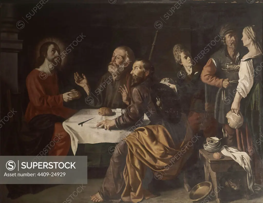 'Jesus at Emmaus with the Disciples', 1676-1700, Oil on canvas, 193 x 254 cm, Inv. DO1178. Author: MATEO GILARTE. Location: MUSEO HOSPITAL DE SANTA CRUZ. Toledo. SPAIN.