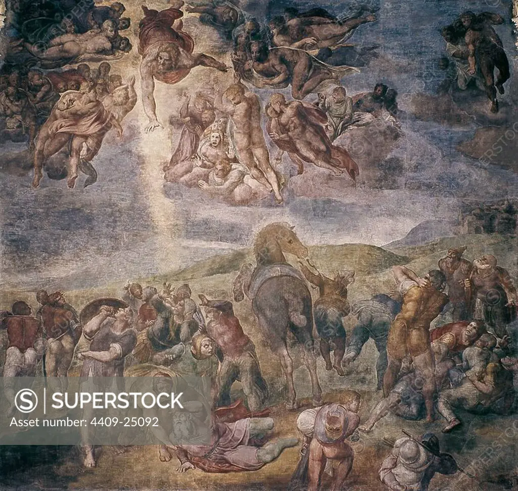 'The Conversion of Saul', c. 1542-1545, Fresco, 625 x 661 cm. Author: Michelangelo. Location: MUSEOS VATICANOS-CAPILLA PAOLINA. VATICANO. SAINT PAUL THE APOSTLE. SAN PABLO DE TARSO. TARSO PABLO DE. SAULO. DIOS.