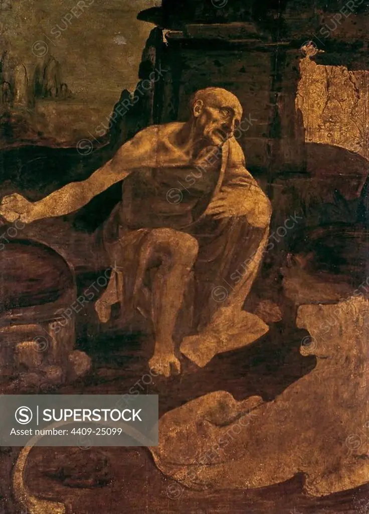 St. Jerome - 1480 - 103x73,5 cm - oil and tempera on walnut. Author: LEONARDO DA VINCI. Location: MUSEOS VATICANOS-PINACOTECA. VATICANO.