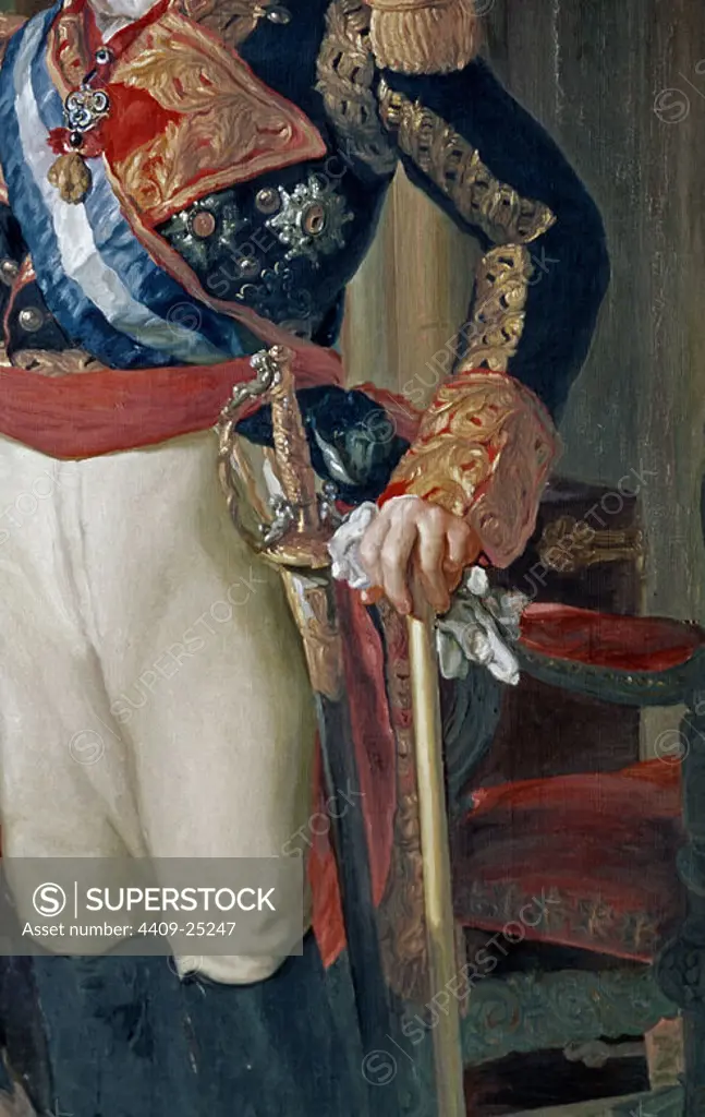 'Ramón María Narváez, 1st Duke of Valencia' (detail), 1849, Oil on canvas. Author: VICENTE LOPEZ PORTAÑA. Location: ALCAZAR / MUSEO DEL EJERCITO-COLECCIÓN. Toledo. SPAIN.