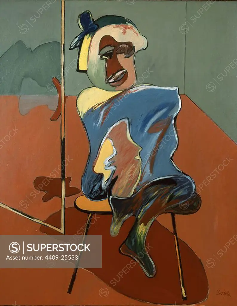 'Bullfighter', Oil on canvas, 80 x 100 cm. Author: JUAN BARJOLA GALEA (1919-2004). Location: PRIVATE COLLECTION.
