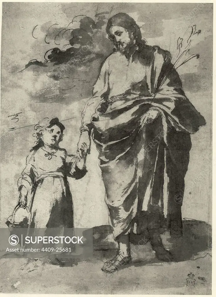 SAN JOSE Y EL NIÑO - SIGLO XVII. Author: BARTOLOME ESTEBAN MURILLO. Location: PRIVATE COLLECTION. MADRID. SPAIN. CHILD JESUS. SAN JOSE ESPOSO DE LA VIRGEN MARIA.