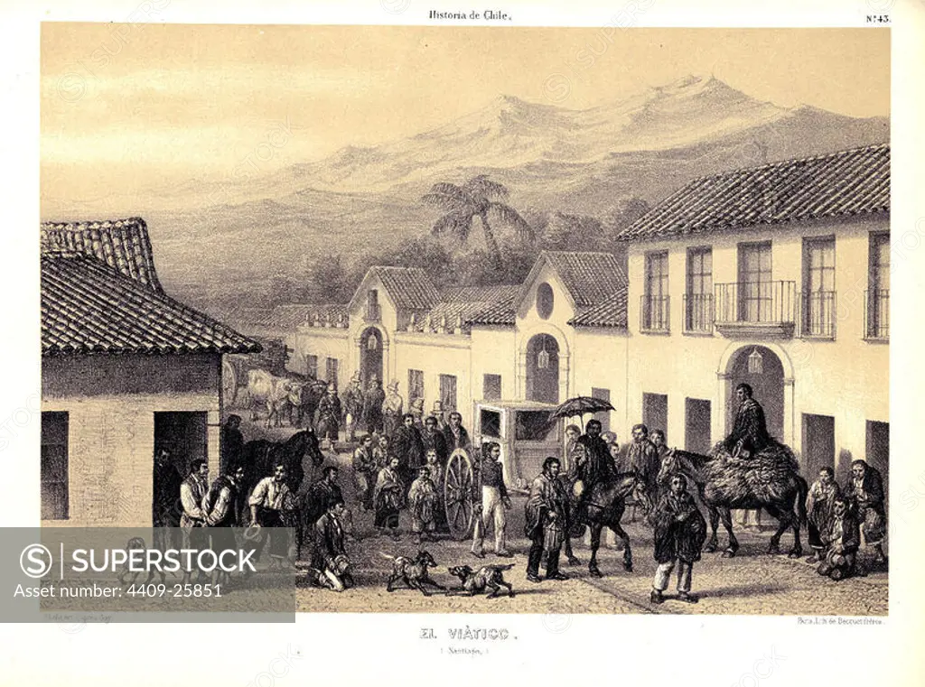 EL VIATICO EN ATLAS DE LA HISTORIA FISICA Y POLITICA DE CHILE, 1854. Author: GAY CLAUDIO. Location: BIBLIOTECA NACIONAL-COLECCION. MADRID. SPAIN.