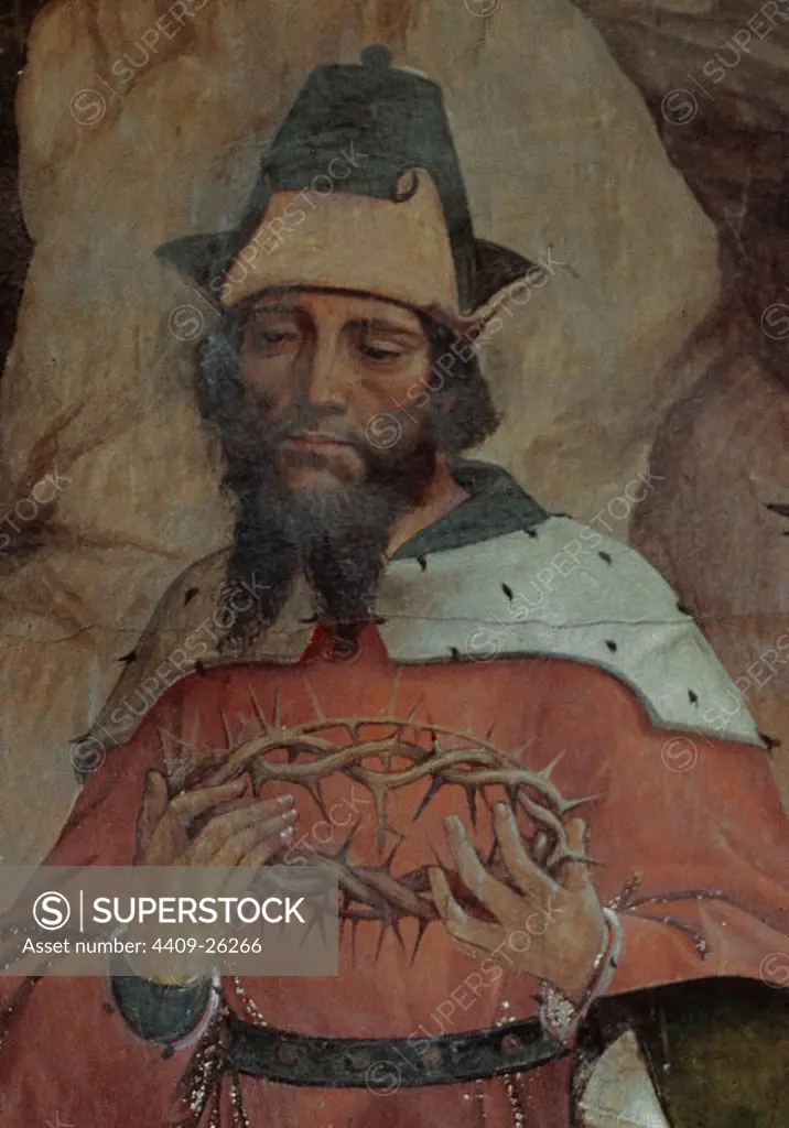 DETALLE SAN JOSE DE ARIMATEA DEL FRESCO DE LA PIEDAD EN EL TESTERO DE LA SALA CAPITULAR, 1504/1512, CONJUNTO 030042. Author: Juan de Borgona. Location: CATEDRAL-INTERIOR. Toledo. SPAIN. JESUS. JOSEPH OF ARIMATHEA. VIRGIN MARY. JESUS MUERTO-CRISTO MUERTO-JESUCRISTO MUERTO.