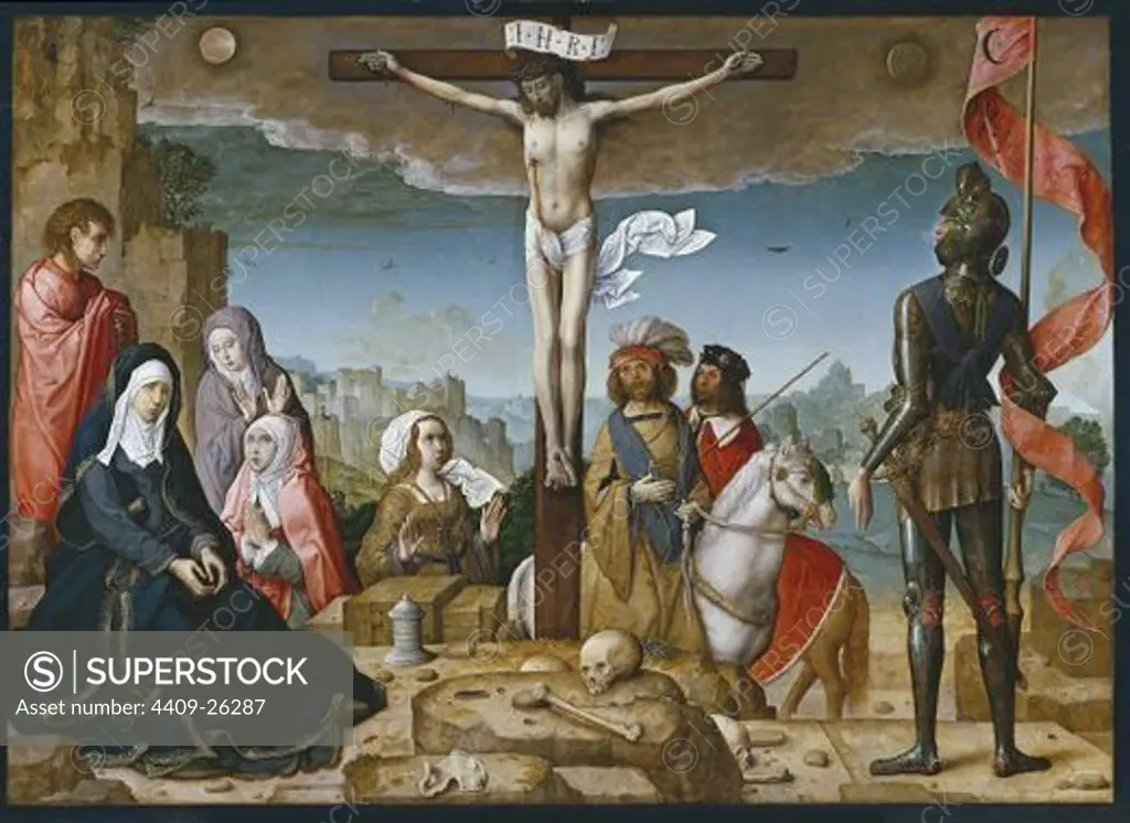 LA CRUCIFIXION - 1509-1518 - ESCUELA HISPANO-FLAMENCA - O/T - 123x169 cm. Author: FLANDES, JUAN DE. Location: MUSEO DEL PRADO-PINTURA, MADRID, SPAIN.