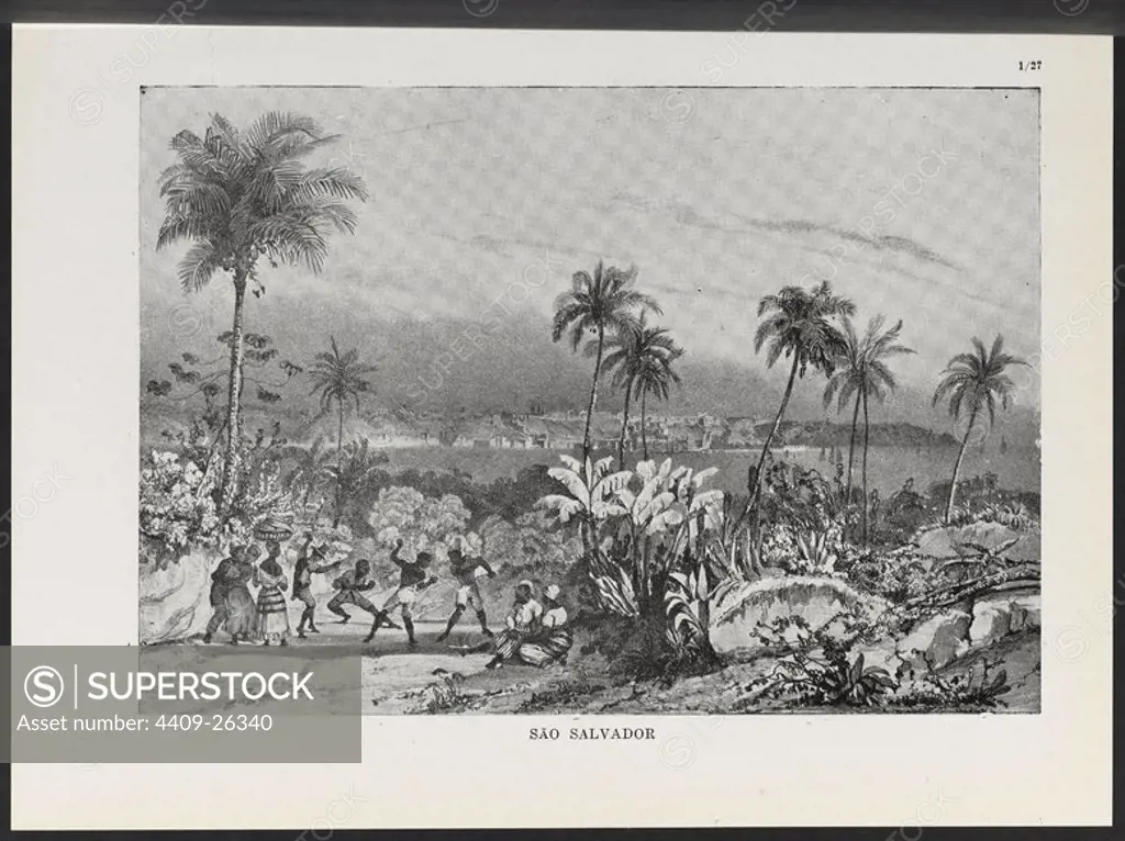VIAGEM PINTORESCA ATRAVES DO BRASIL, SAO SALVADOR, LAMINA 27, 1835. Author: JOHANN MORITZ RUGENDAS.