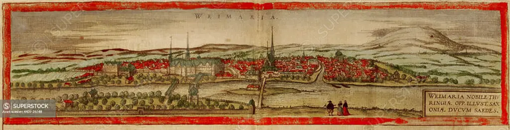 CIVITATES ORBIS TERRARUM - WEIMAR (ALEMANIA) - GRABADO - 1572. Author: GEORG BRAUN 1541-1622 / FRANS HOGENBERG. Location: PRIVATE COLLECTION.