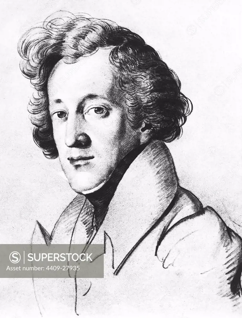 Felix Mendelssohn (1809-1847), portrait by Johann Joseph Schmeller.