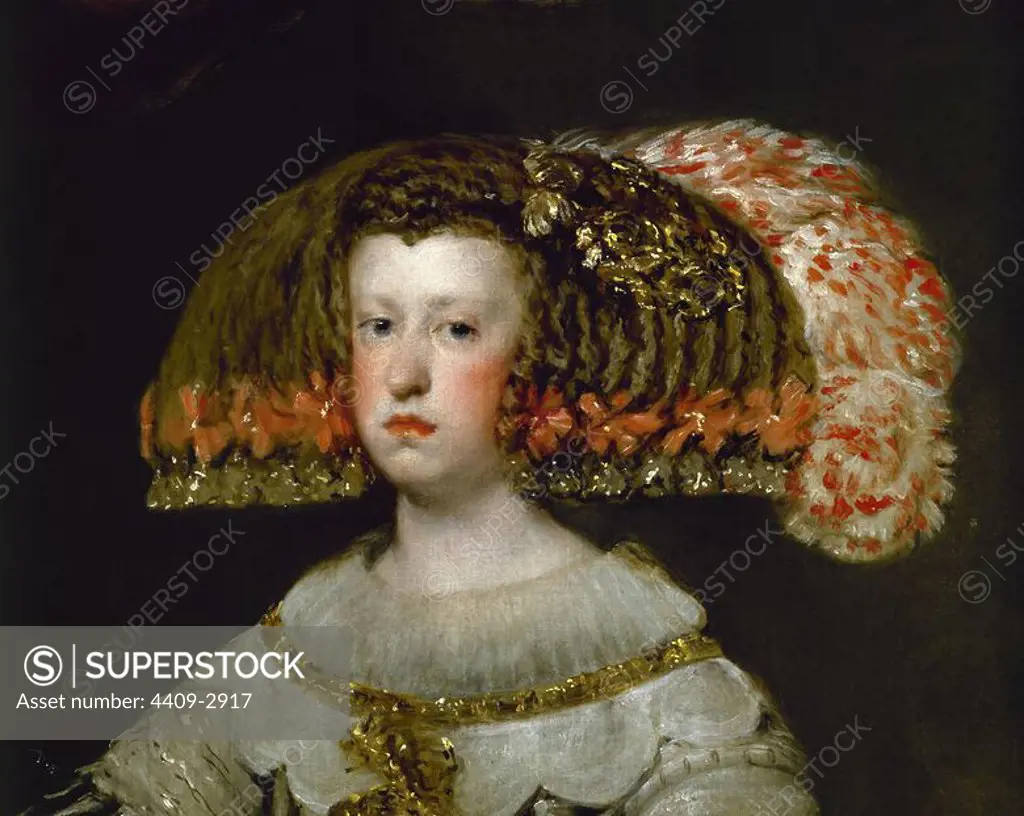 'Mariana of Austria. Queen of Spain' (detail), ca. 1652, Oil on canvas, P01191. Author: DIEGO VELAZQUEZ (1599-1660). Location: MUSEO DEL PRADO-PINTURA. MADRID. SPAIN. MARIANA DE AUSTRIA. FELIPE IV 2º ESPOSA. CARLOS II MADRE.