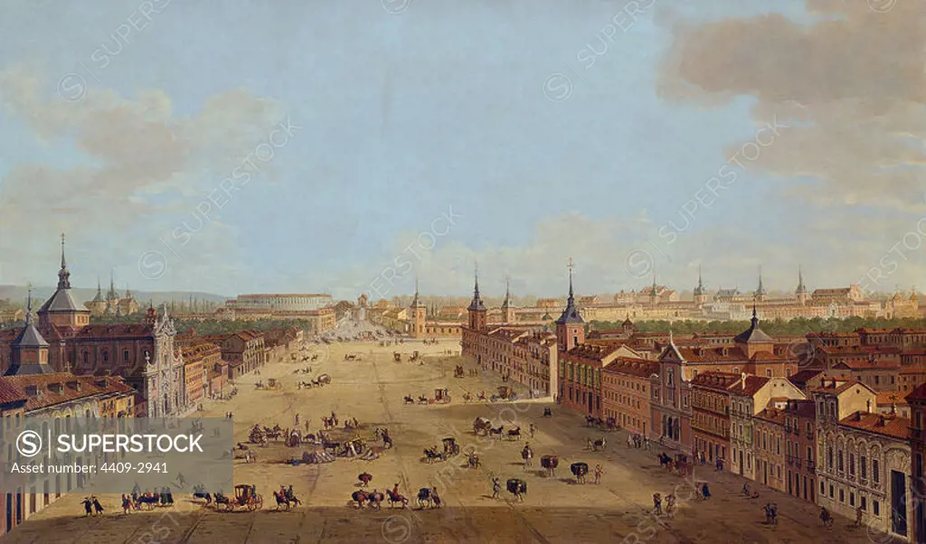 'View of the Calle de Alcalá, Madrid', 1754, Oil on canvas, 81 x 139 cm. Author: ANTONIO JOLI. Location: PRIVATE COLLECTION. SPAIN.