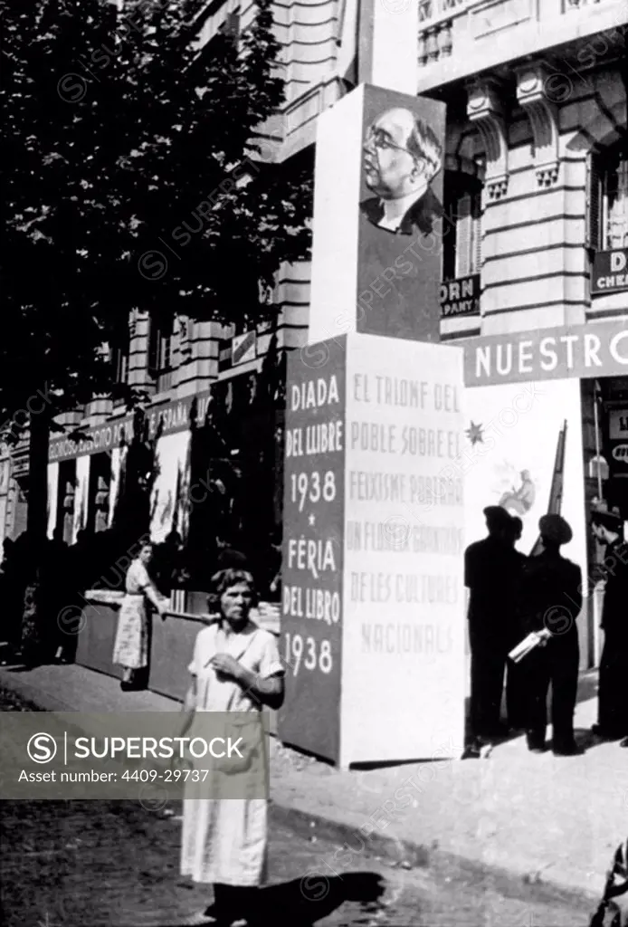 Feria del libro en Cataluña el año 1938.