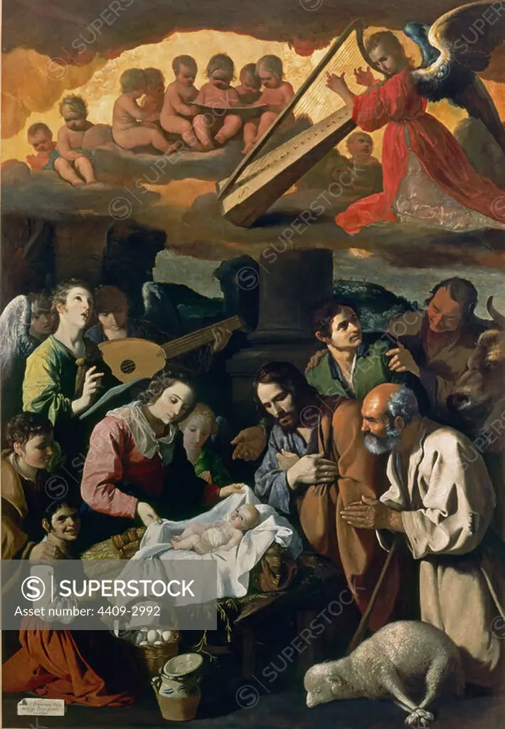 'The Adoration of the Shepherds', 1638, Oil on canvas, 267 x 185 cm. Author: FRANCISCO DE ZURBARAN. Location: MUSEUM OF FINE ARTS. Grenoble. France. CHILD JESUS. VIRGIN MARY. SAN JOSE ESPOSO DE LA VIRGEN MARIA.