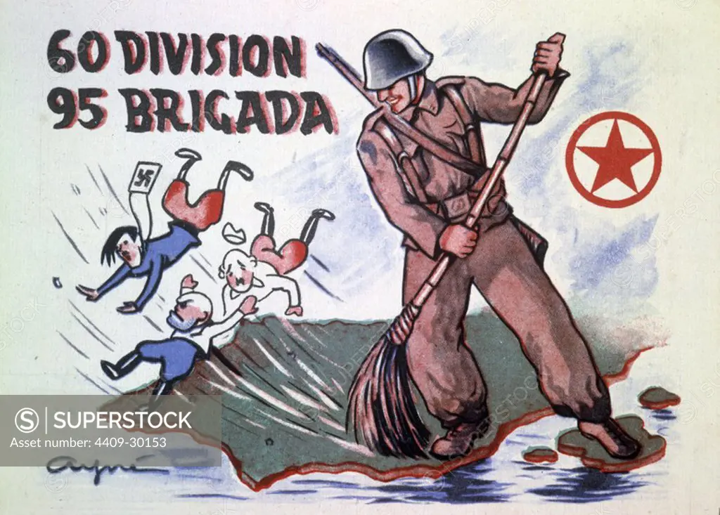 Cartel propagandístico de la 60 División-95 brigada. Zona Republicana. Guerra civil 1936-39.