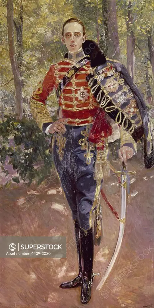 'Portrait of King Alfonso XIII in a Hussar's Uniform', 1907, Oil on canvas, 208 x 108,5 cm. Author: Joaquin Sorolla. Location: PALACIO REAL-PINTURA. MADRID. SPAIN.