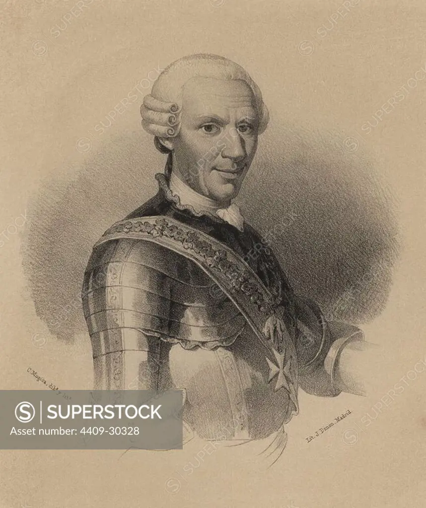 Carlos III (1716-1788). Rey de Nápoles y Sicilia. Rey de España desde 1759 a 1788, hijo de Felipe V. Grabado de 1870. CHARLES III. DE BOURBON.