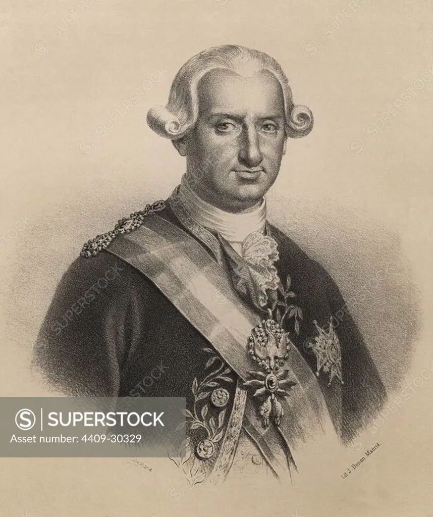 Carlos IV (1748-1817). Rey de España desde 1788 a 1808, hijo de Carlos III. Grabado de 1870. Carlos IV de Borbon.