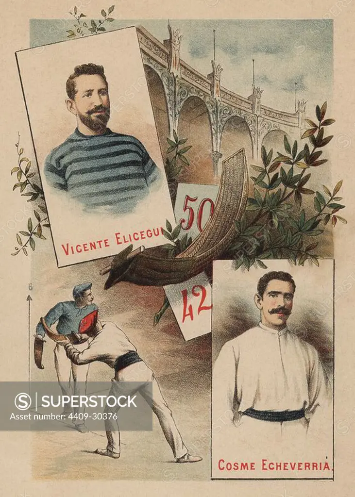 Vicente Elicegui Garayalde (1868-1900) y Cosme Echevarria, pelotaris.