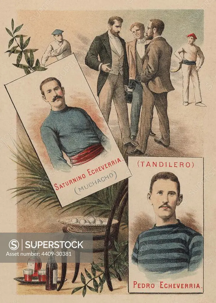 Saturnino Echeverria, apodado "Muchacho" (1870-), y Pedro Echeverria, conocido como "Tandilero" (1871-). Pelotaris.