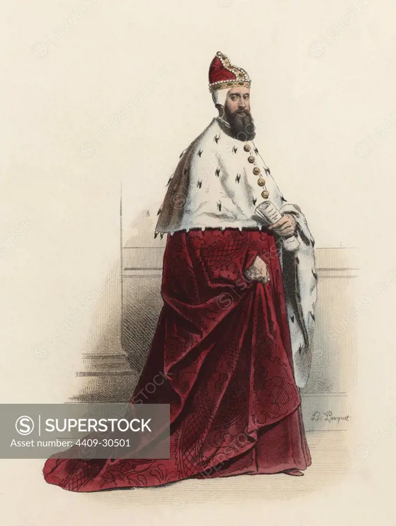 Duque de Venecia, en la Edad Moderna. Grabado en color de 1870.