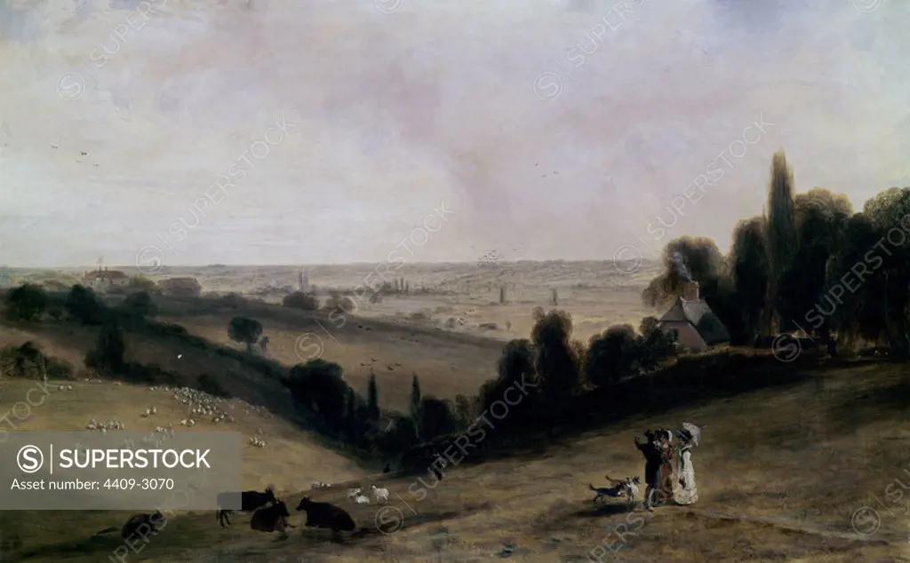 'English Landscape. Dedham Vale', 19th century, Oil on canvas, 67 x 107 cm. Author: JOHN CONSTABLE. Location: MUSEO LAZARO GALDIANO-COLECCION. MADRID. SPAIN.