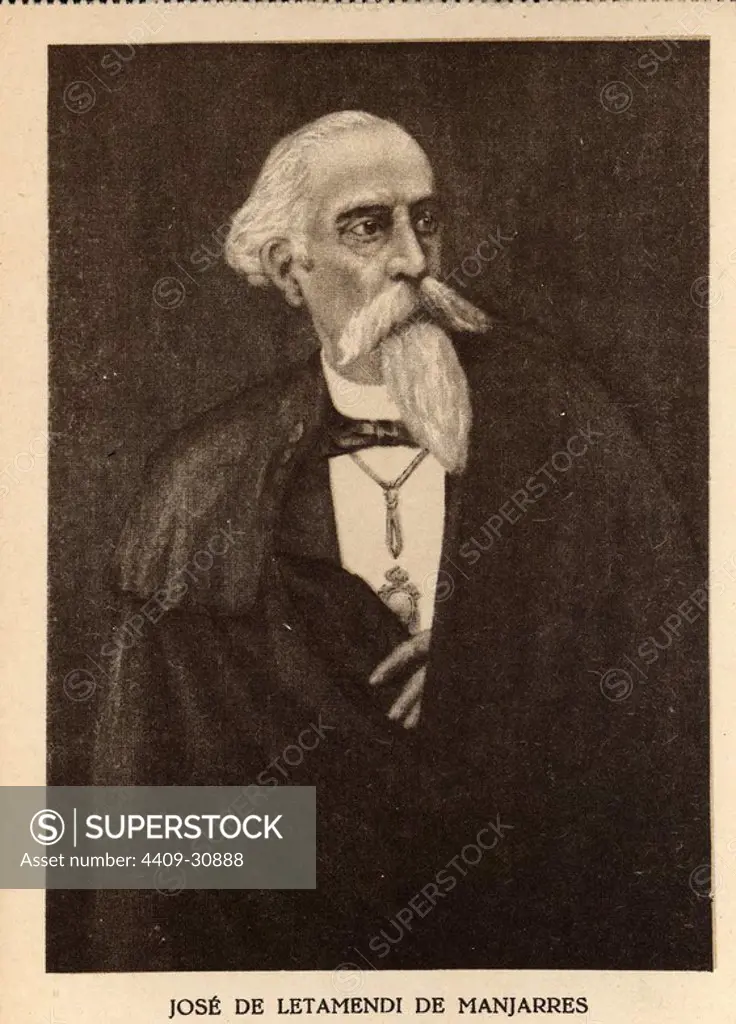 Josep de Letamendi i de Manjarrés (Barcelona, 1828-Madrid, 1897). Physician, philosopher, musician, painter and poet. Postcard.
