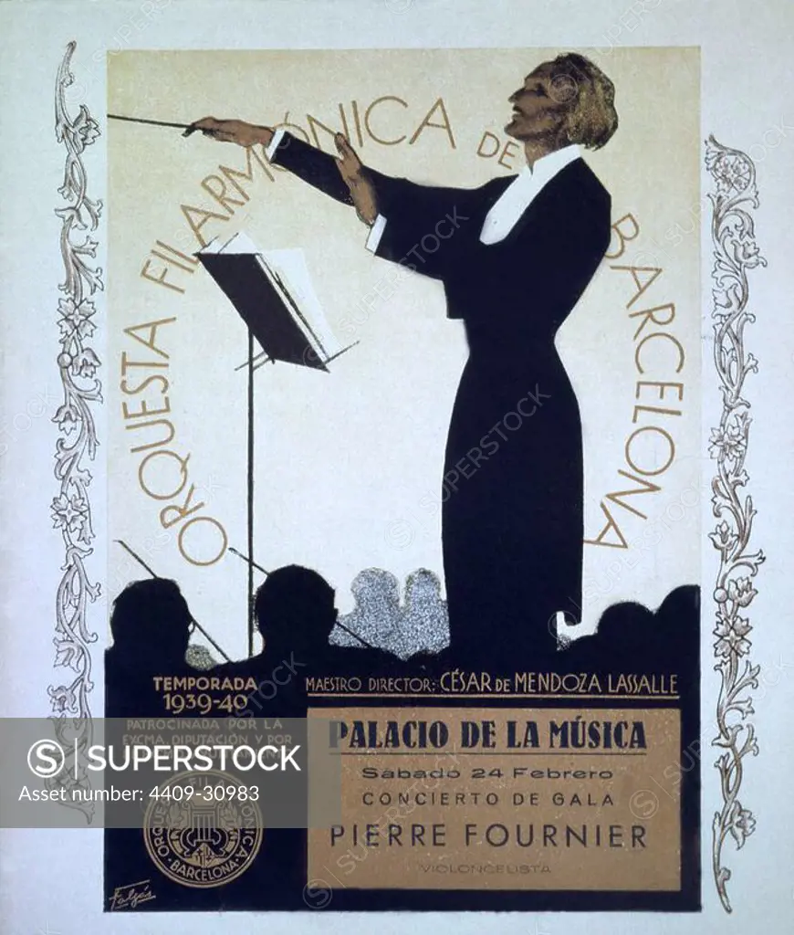 Concierto de la Orquesta Filarmónica de Barcelona en el Palacio de la Música Catalana, en 1940.
