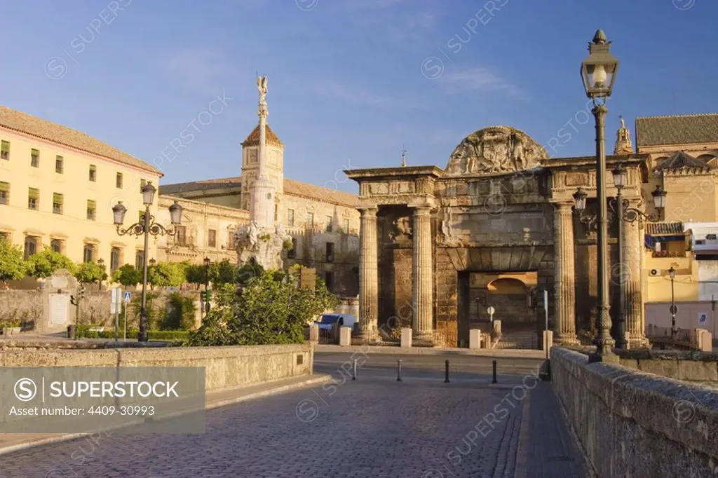 Roman Bridge Gateway. Cordova City. Andalusia. Spain.
