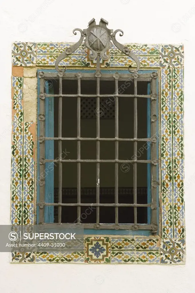 Window detail in Viana Palace. Cordova City. Andalusia. Spain.