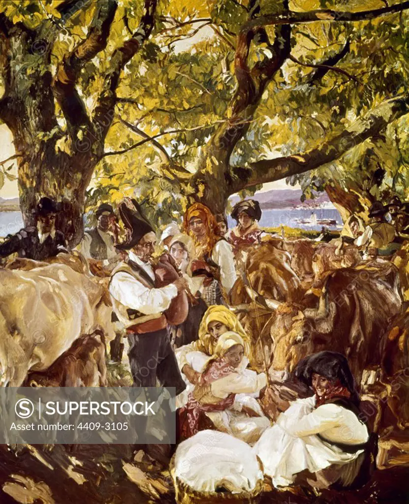 'Galicia, the Pilgrimage (The Cattle Fair, Galicia)', 1915, Oil on canvas, 351 x 300 cm. Author: Joaquin Sorolla. Location: HISPANIC SOCIETY OF AMERICA. NEW YORK.
