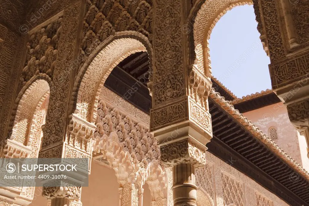 Patio de los Leones. Alhambra de Granada. Granada City. Andalusia. Spain.