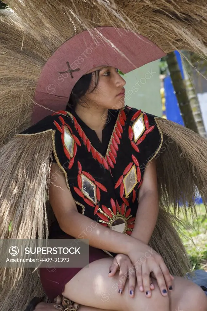 Amazon folk dancer. Moyobamba city. Amazonas Departament. Peru.