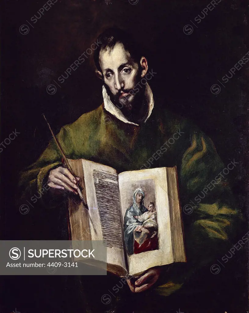 'Saint Luke the Evangelist', 1602-1605, Oil on canvas, 100 x 76 cm. Author: EL GRECO. Location: CATEDRAL-INTERIOR. Toledo. SPAIN. CHILD JESUS. VIRGIN MARY. SAN LUCAS EVANGELISTA.