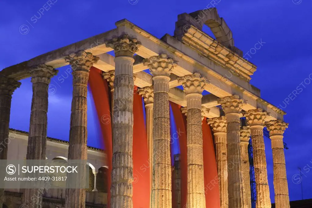 Roman Temple of Diana. Merida. Badajoz. Spain.