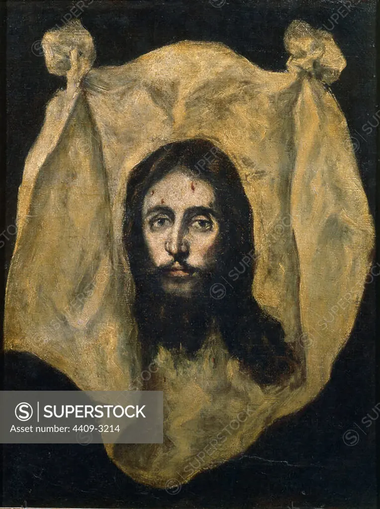 'The Holy Visage', 1586-1595, Oil on canvas, 71 cm x 54 cm, P02874. Author: EL GRECO. Location: MUSEO DEL PRADO-PINTURA. MADRID. SPAIN. JESUS.