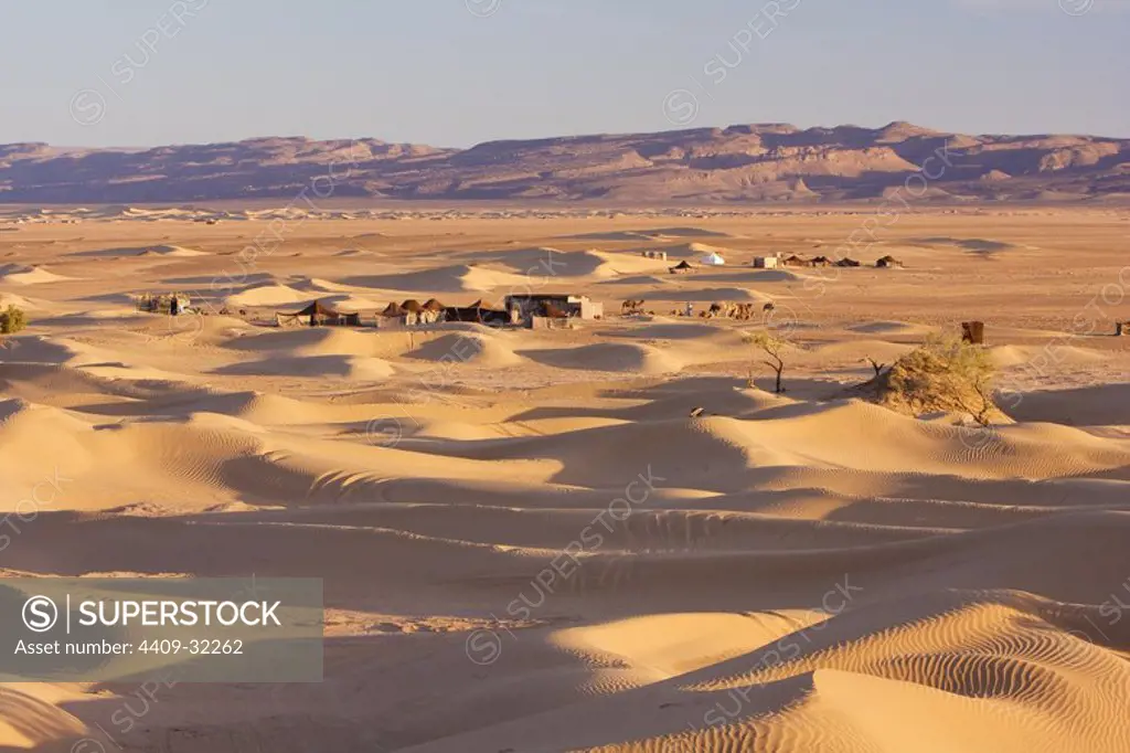 Haima in Erg Lihoudi desert. M'Hamid. Morocco.