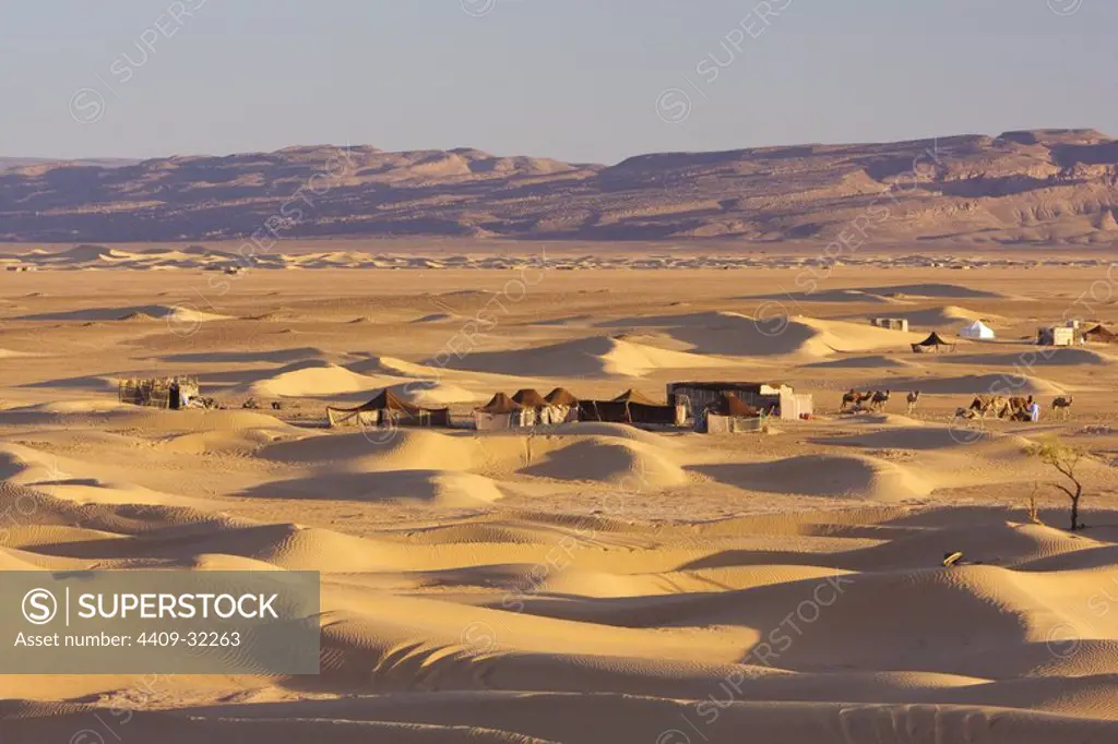 Haima in Erg Lihoudi desert. M'Hamid. Morocco.