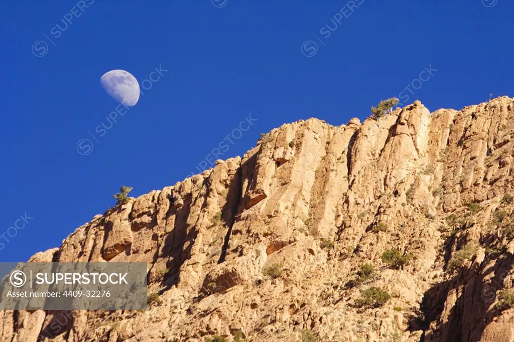 Moon in Dades Gorge. Morocco.