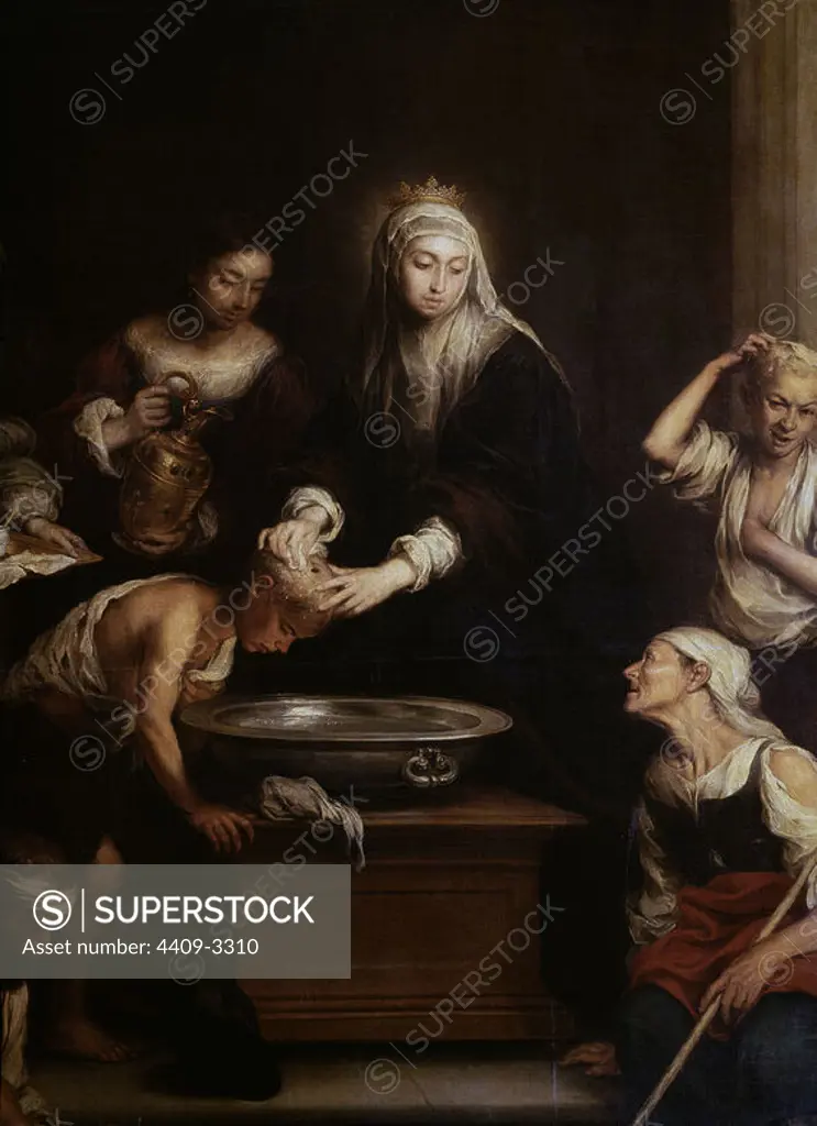 'Saint Elizabeth of Hungary Healing the Lepers' (detail), 1667-1673, Oil on canvas. Author: BARTOLOME ESTEBAN MURILLO. Location: HOPITAL DE LA CHARITE. Sevilla. Seville. SPAIN.