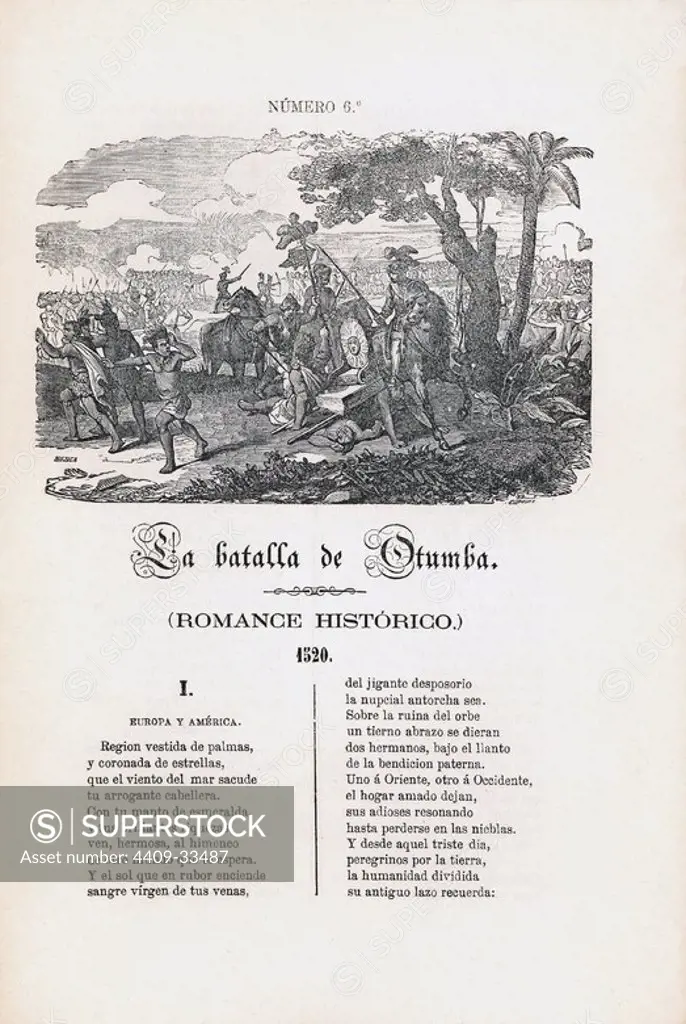 La Batalla de Otumba (romance popular). Publicado en Madrid en 1870.