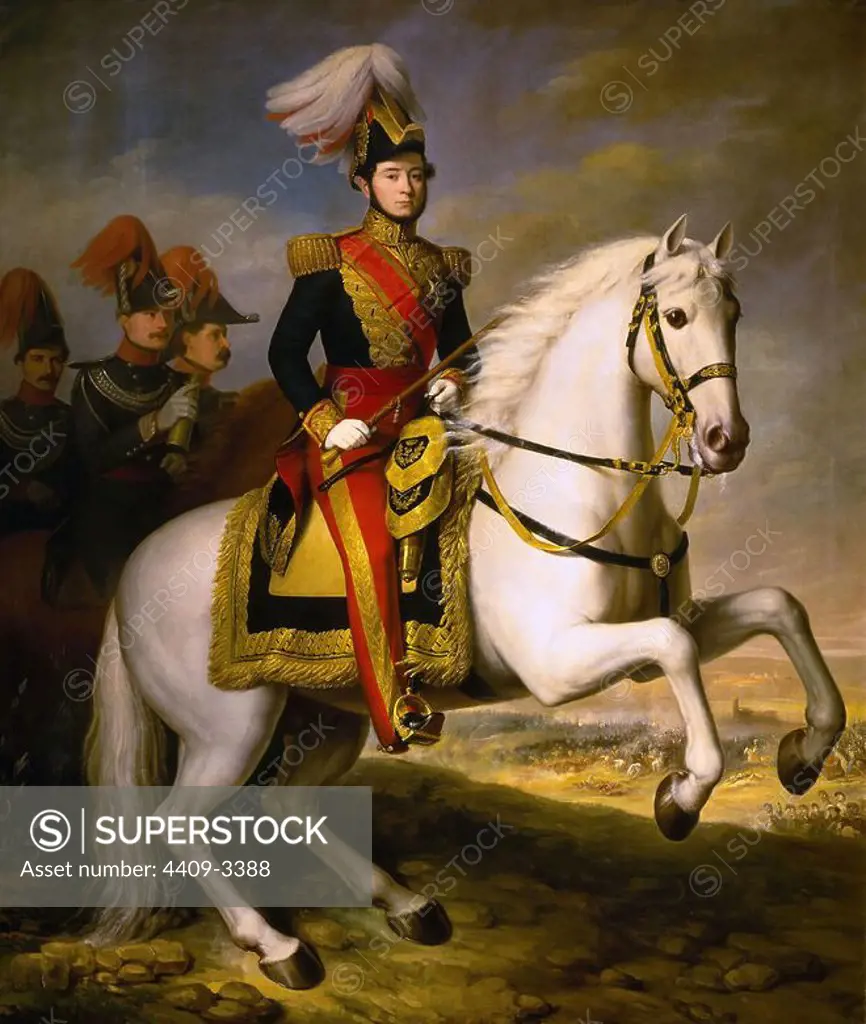 'Equestrian Portrait of Juan Prim', 1844, Oil on canvas, 277 x 234 cm, CE0128. Author: ANTONIO MARIA ESQUIVEL. Location: MUSEO ROMANTICO-PINTURA. MADRID. SPAIN. Juan Prim y Prats. CONDE DE REUS. GENERAL PRIM.