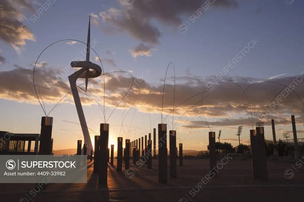 Montjuich Communications Tower. Architect: Santiago Calatrava. Sants-Montjuich district. Barcelona city. Spain.