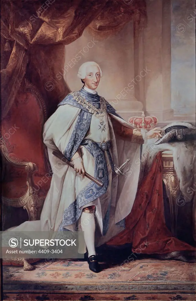 Charles III. Aranjuez, Royal Palace. Author: ANTON RAPHAEL MENGS. Location: PALACIO REAL-PINTURAS. ARANJUEZ. MADRID. SPAIN. CARLOS III.