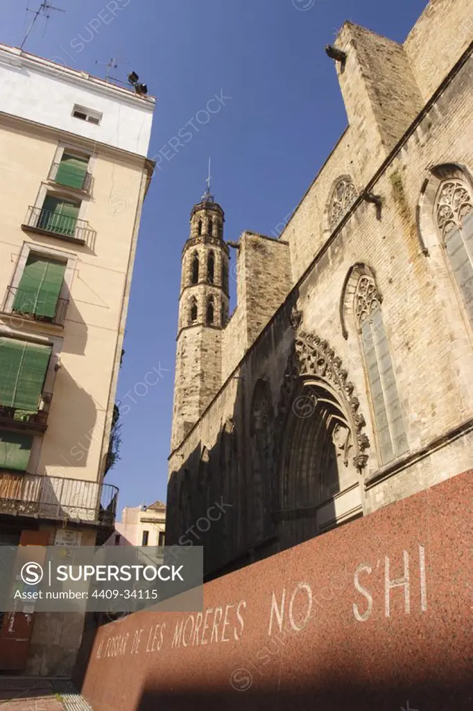 Santa Maria del Mar Basilica. Ciutat Vella district. Barcelona city. Spain.