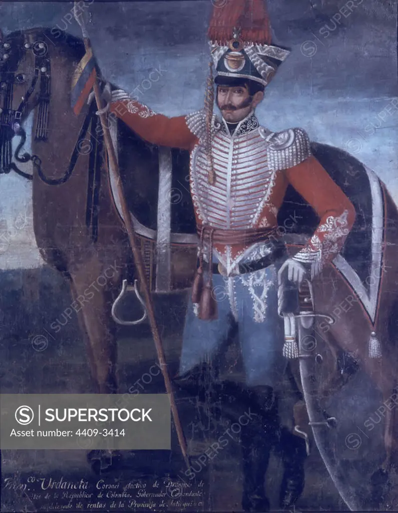 'Portrait of Colonel Francisco Urdaneta', 1821, Oil on canvas. Location: EXPOSICION ARTE COLOMBIANO. MADRID. SPAIN.