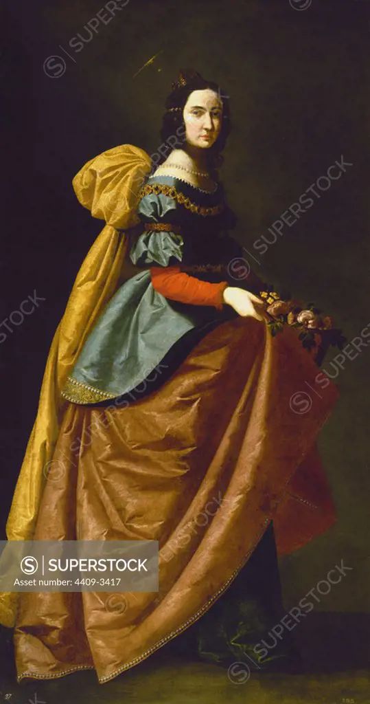 'Saint Elisabeth of Portugal', ca. 1635, Spanish Baroque, Oil on canvas, 184 cm x 98 cm, P01239. Author: FRANCISCO DE ZURBARAN. Location: MUSEO DEL PRADO-PINTURA. MADRID. SPAIN. SANTA CASILDA. SANTA ISABEL DE PORTUGAL.