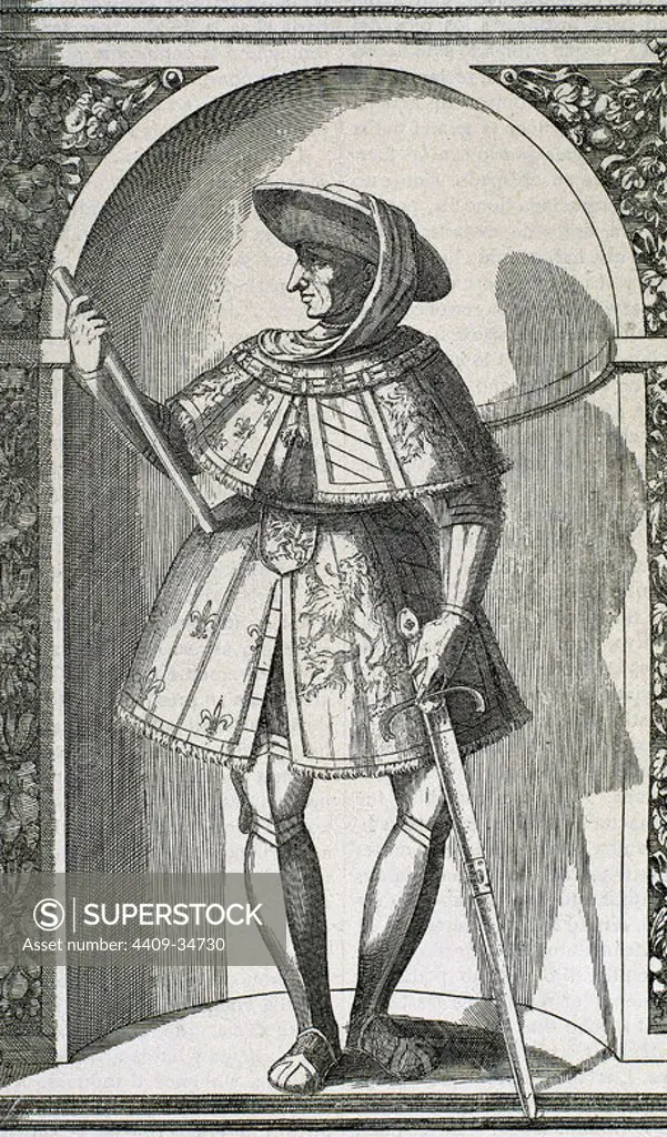 Philip III "the Good" (Dijon, 1396, Bruges, 1467). Duke of Burgundy (1419-1467), son of John the Fearless. Engraving.
