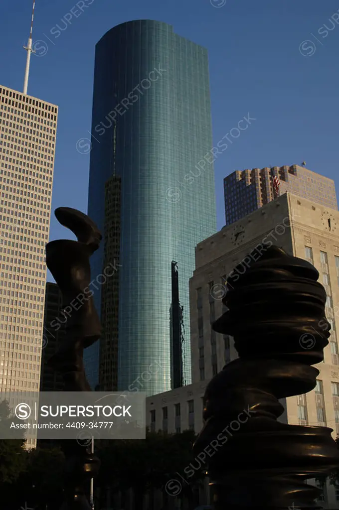 United States, State of Texas, Houston. Tony Cragg (b. 1949). British sculptor. In Minds. Backlight. The Hobby Center.