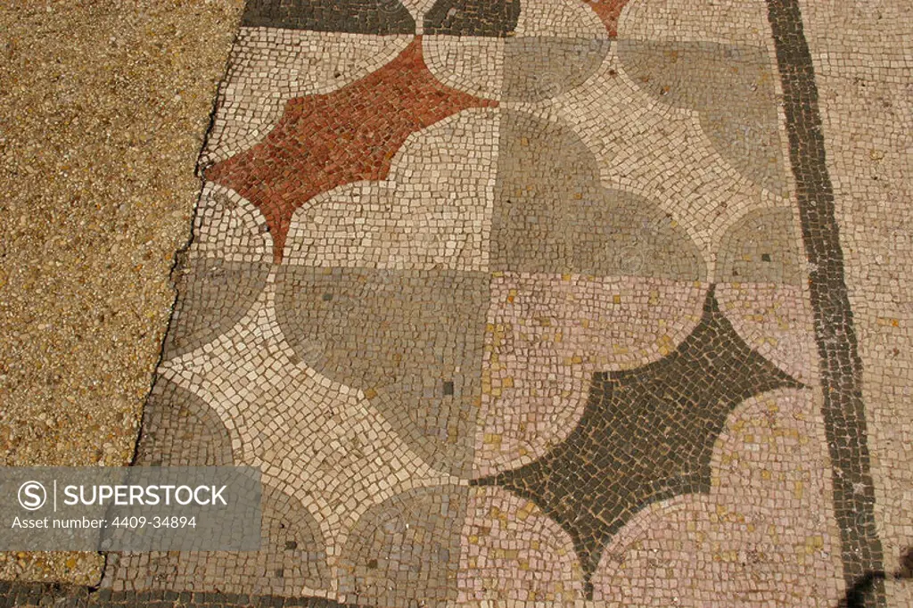 Roman mosaic. Geometric decoration. Ostia Antica. Italy.
